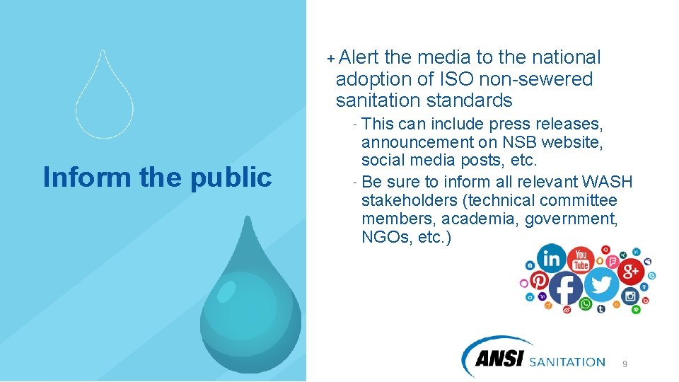 ＋Alert the media to the national adoption of ISO non-sewered sanitation standards ﹣This Inform