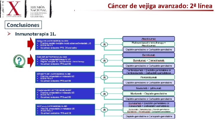 Cáncer de vejiga avanzado: 2ª línea Conclusiones Ø Inmunoterapia 1 L. 