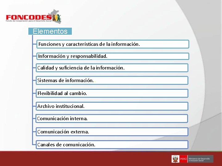 Elementos Funciones y características de la información. Información y responsabilidad. Calidad y suficiencia de