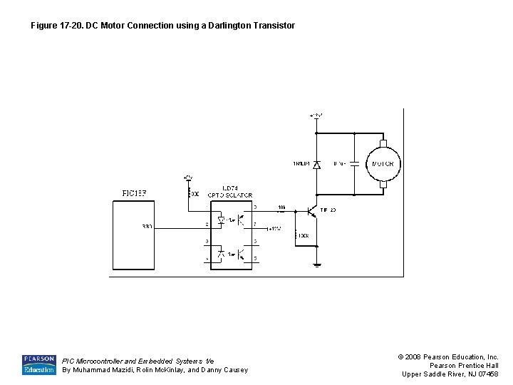 Figure 17 -20. DC Motor Connection using a Darlington Transistor PIC Microcontroller and Embedded