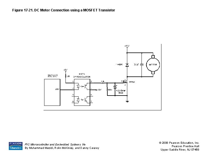 Figure 17 -21. DC Motor Connection using a MOSFET Transistor PIC Microcontroller and Embedded