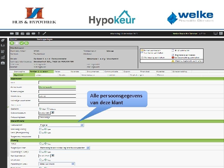 Alle persoonsgegevens van deze klant 