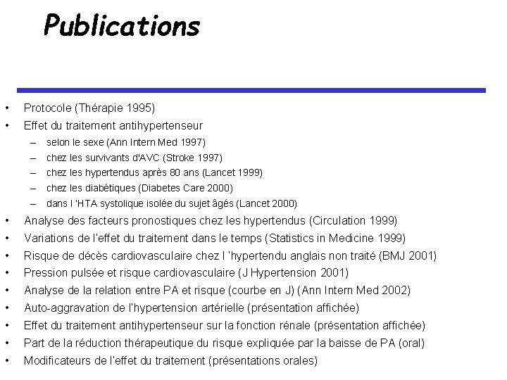 Publications • Protocole (Thérapie 1995) • Effet du traitement antihypertenseur – selon le sexe