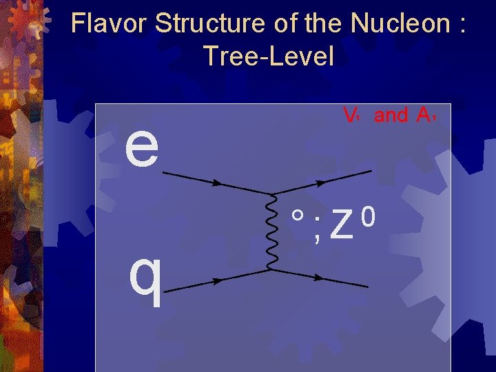 Flavor Structure of the Nucleon : Tree-Level e q V¹ and A ¹ 0