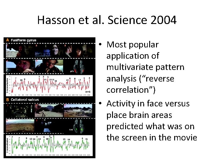Hasson et al. Science 2004 • Most popular application of multivariate pattern analysis (“reverse
