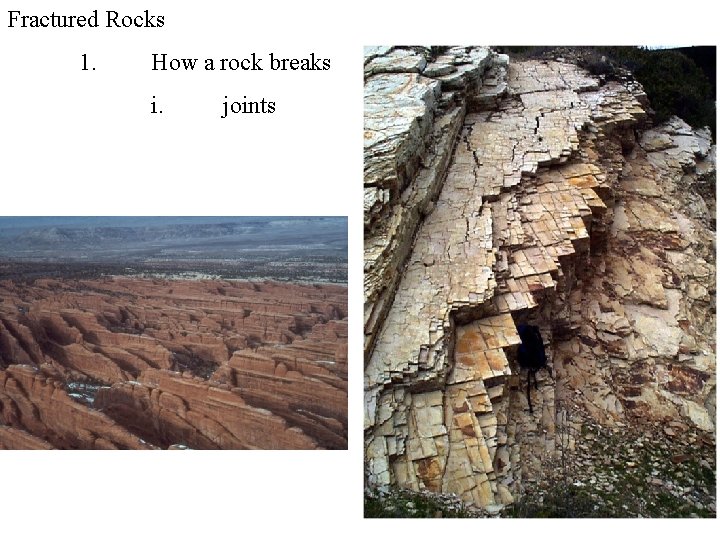 Fractured Rocks 1. How a rock breaks i. joints 