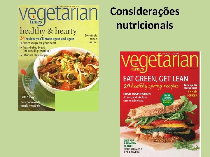 Considerações nutricionais 