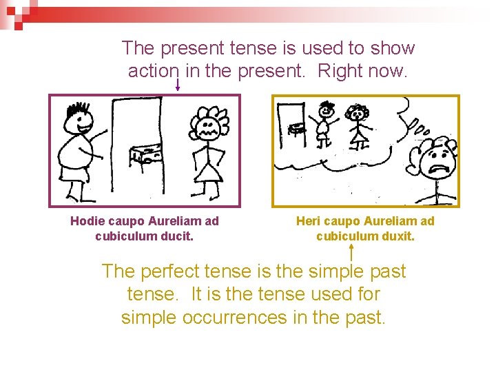 The present tense is used to show action in the present. Right now. Hodie