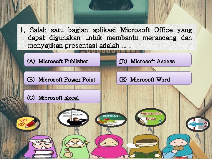 1. Salah satu bagian aplikasi Microsoft Office yang dapat digunakan untuk membantu merancang dan