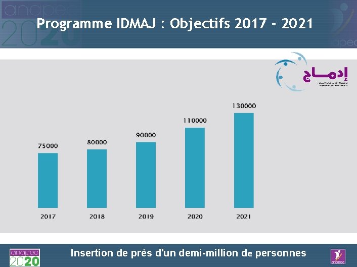 Programme IDMAJ : Objectifs 2017 - 2021 Insertion de près d'un demi-million de personnes