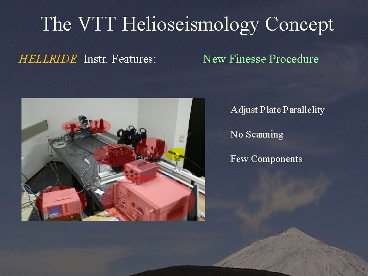 The VTT Helioseismology Concept HELLRIDE Instr. Features: New Finesse Procedure Adjust Plate Parallelity No