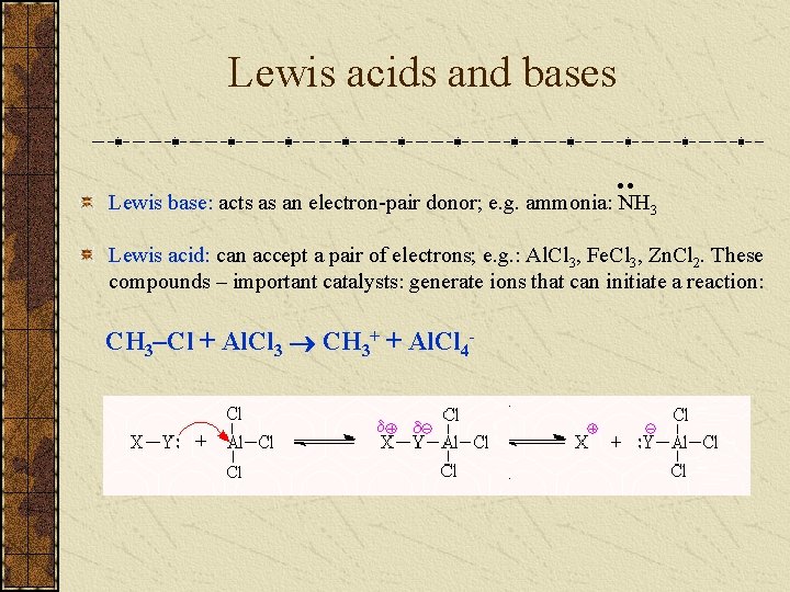 Lewis acids and bases • • Lewis base: acts as an electron-pair donor; e.