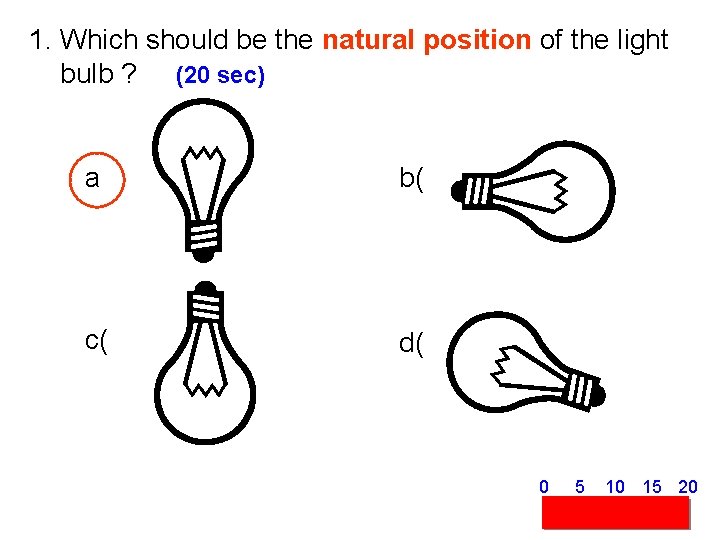 1. Which should be the natural position of the light bulb ? (20 sec)