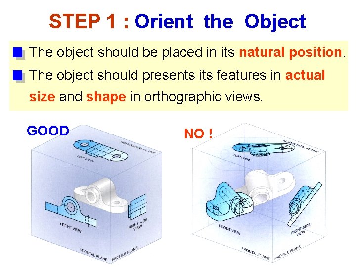 STEP 1 : Orient the Object The object should be placed in its natural
