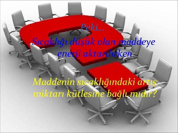 Peki… Sıcaklığı düşük olan maddeye enerji aktarılırken Maddenin sıcaklığındaki artış miktarı kütlesine bağlı mıdır?