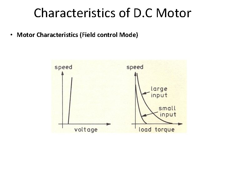 Characteristics of D. C Motor • Motor Characteristics (Field control Mode) 