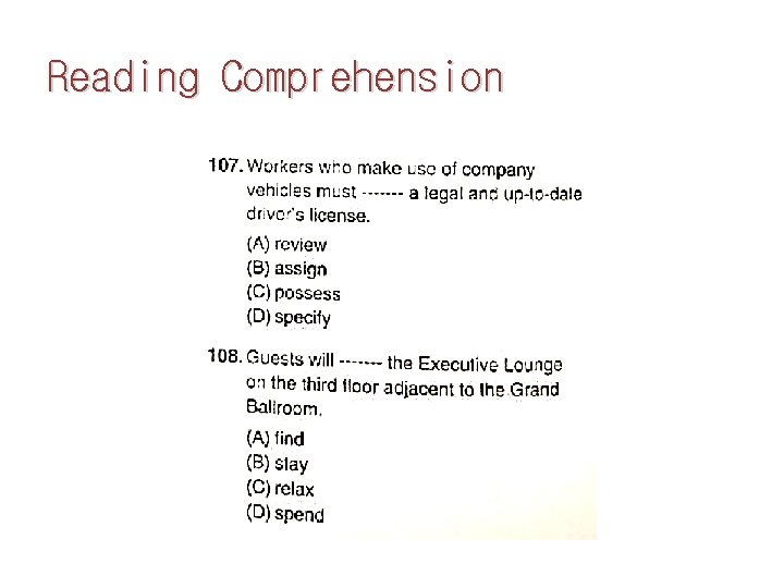 Reading Comprehension 