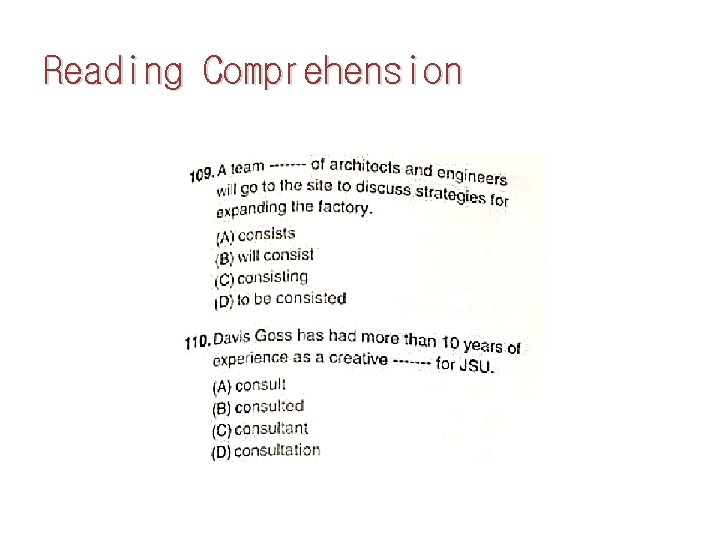 Reading Comprehension 