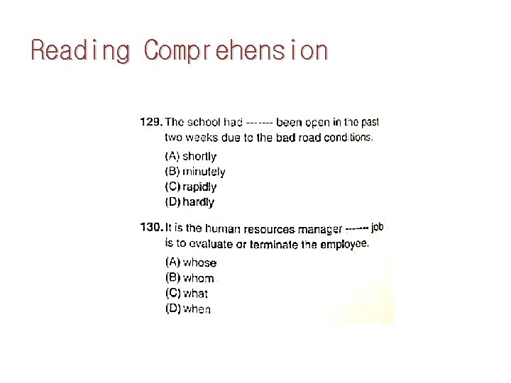 Reading Comprehension 