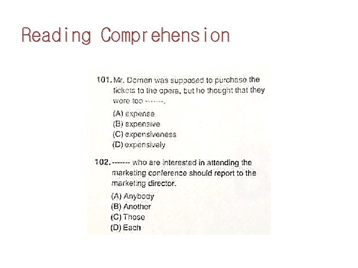Reading Comprehension 