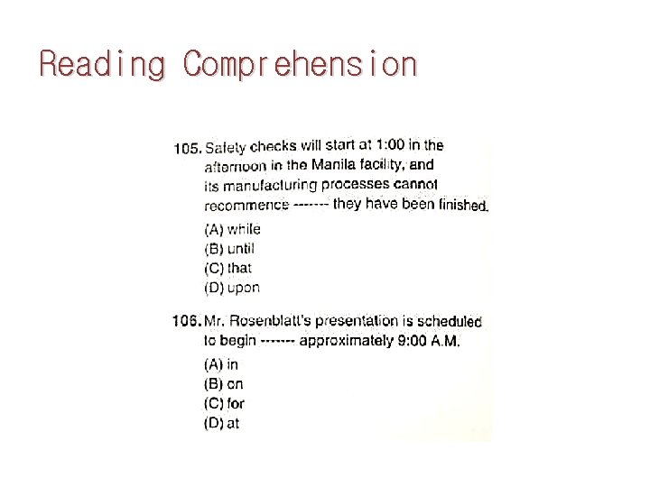 Reading Comprehension 