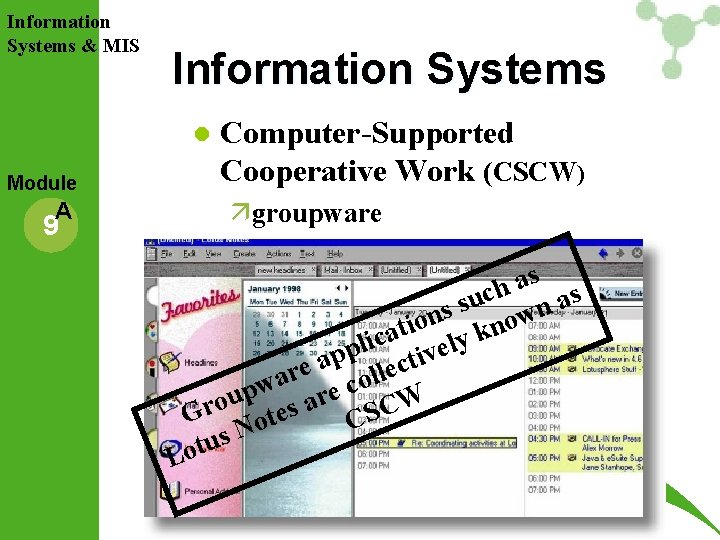 Information Systems & MIS Information Systems l Module A 9 Computer-Supported Cooperative Work (CSCW) Information Systems & MIS Information Systems l Module A 9 Computer-Supported Cooperative Work (CSCW)