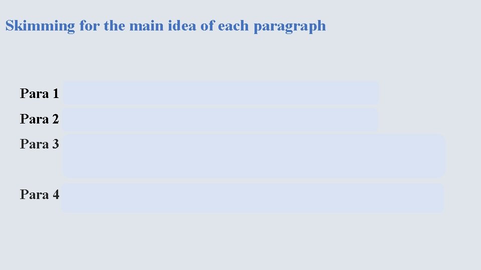 Skimming for the main idea of each paragraph Para 1 Humans have carelessly damaged