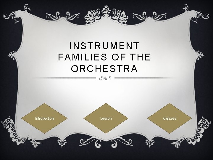 INSTRUMENT FAMILIES OF THE ORCHESTRA Introduction Lesson Quizzes 