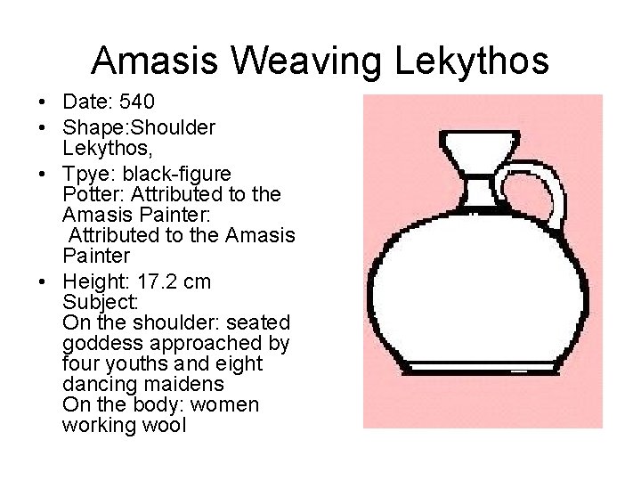 Amasis Weaving Lekythos • Date: 540 • Shape: Shoulder Lekythos, • Tpye: black-figure Potter:
