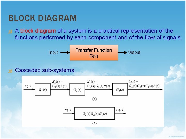 BLOCK DIAGRAM A block diagram of a system is a practical representation of the