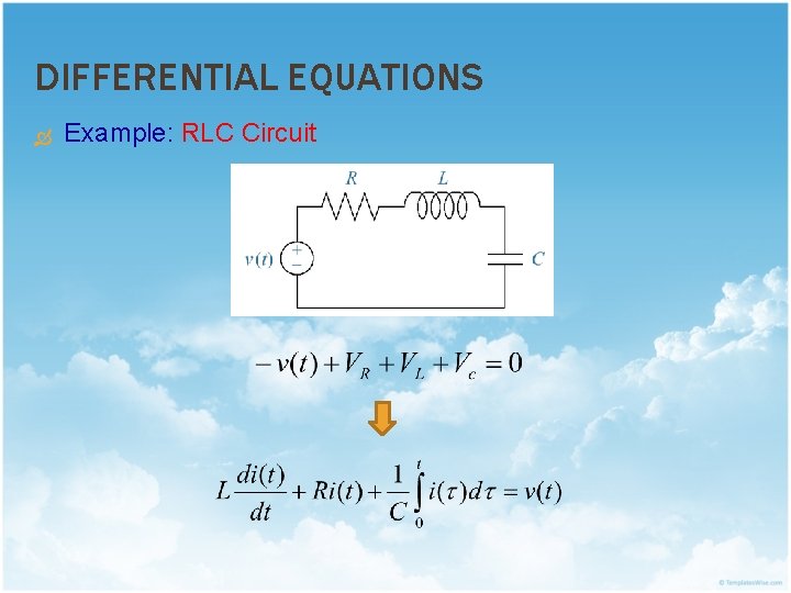 DIFFERENTIAL EQUATIONS Example: RLC Circuit 