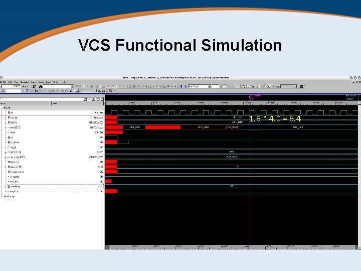 VCS Functional Simulation 1. 6 * 4. 0 = 6. 4 