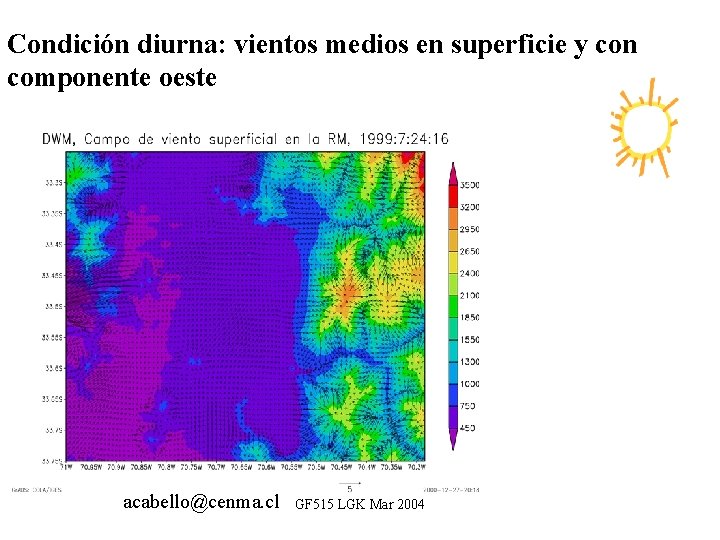 Condición diurna: vientos medios en superficie y con componente oeste acabello@cenma. cl GF 515