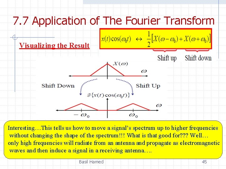 7. 7 Application of The Fourier Transform Visualizing the Result Interesting…This tells us how