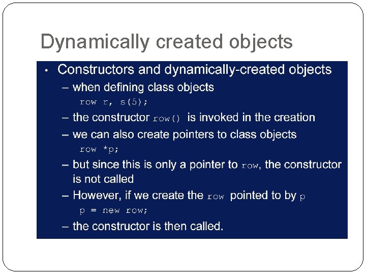 Dynamically created objects 