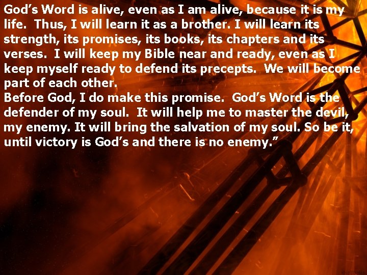 God’s Word is alive, even as I am alive, because it is my life.