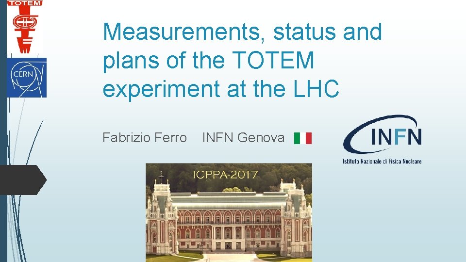 Measurements, status and plans of the TOTEM experiment at the LHC Fabrizio Ferro INFN