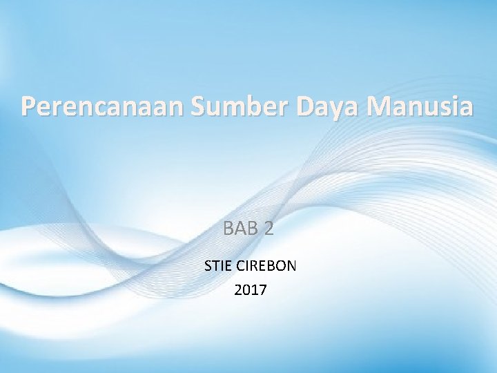 Perencanaan Sumber Daya Manusia BAB 2 STIE CIREBON 2017 
