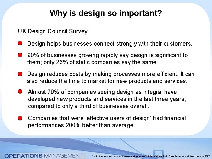 Why is design so important? UK Design Council Survey … Design helps businesses connect