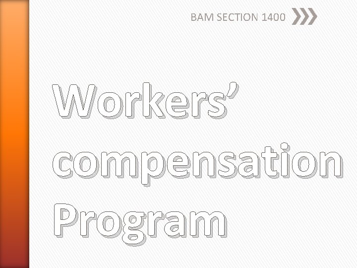 BAM SECTION 1400 Workers’ compensation Program 