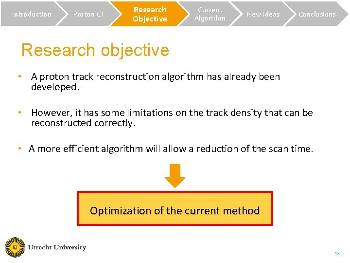 Introduction Proton CT Research Objective Current Algorithm New Ideas Conclusions Research objective • A Introduction Proton CT Research Objective Current Algorithm New Ideas Conclusions Research objective • A