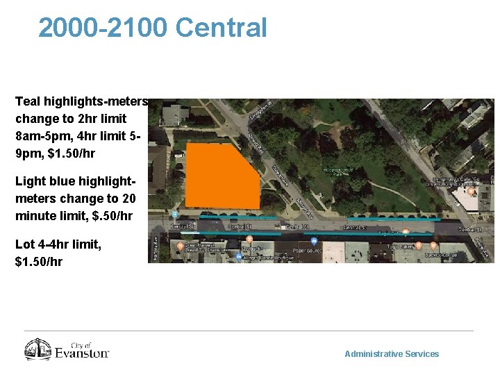 2000 -2100 Central Teal highlights-meters change to 2 hr limit 8 am-5 pm, 4