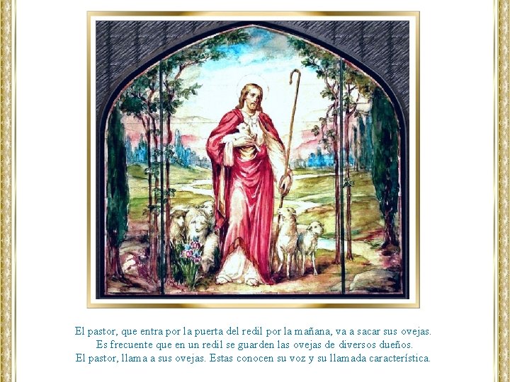 El pastor, que entra por la puerta del redil por la mañana, va a El pastor, que entra por la puerta del redil por la mañana, va a