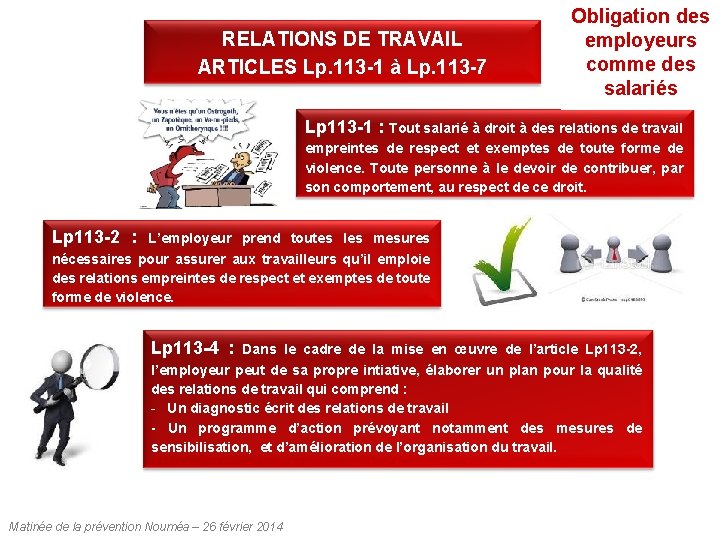 RELATIONS DE TRAVAIL ARTICLES Lp. 113 -1 à Lp. 113 -7 Obligation des employeurs RELATIONS DE TRAVAIL ARTICLES Lp. 113 -1 à Lp. 113 -7 Obligation des employeurs