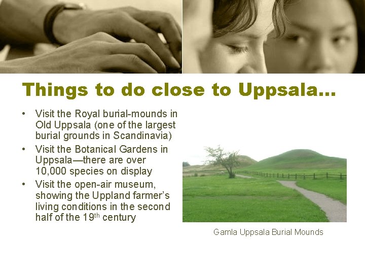 Things to do close to Uppsala… • Visit the Royal burial-mounds in Old Uppsala