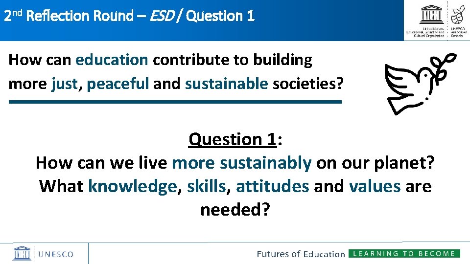 2 nd Reflection Round – ESD / Question 1 How can education contribute to
