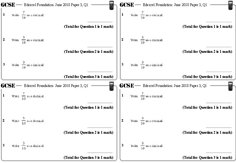 GCSE 1 Edexcel Foundation: June 2018 Paper 3, Q 1 (Total for Question 1