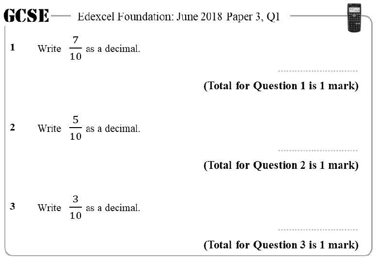 GCSE 1 Edexcel Foundation: June 2018 Paper 3, Q 1 (Total for Question 1