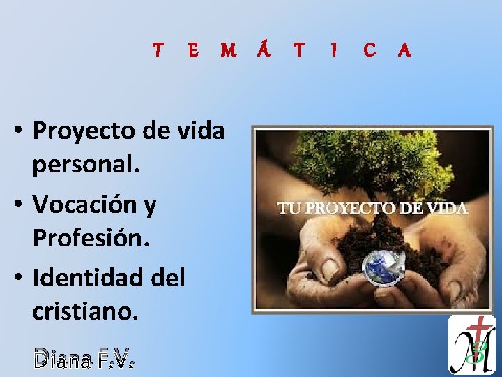 T E M • Proyecto de vida personal. • Vocación y Profesión. • Identidad