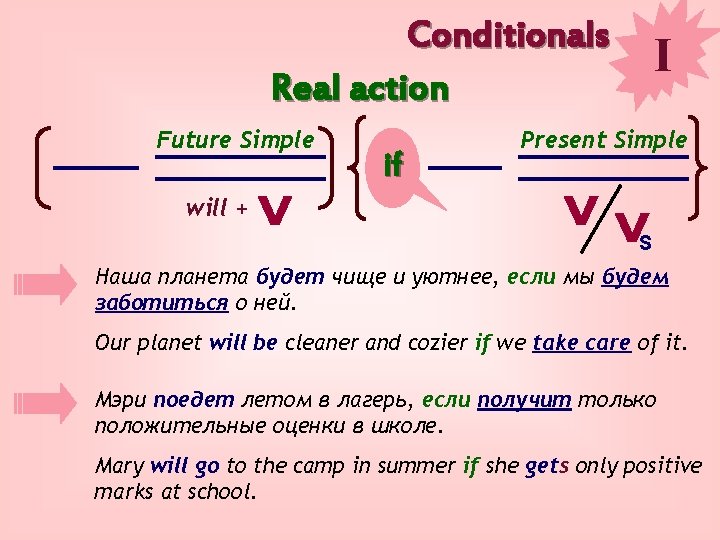 Conditionals Real action Future Simple if I Present Simple will + S Наша планета